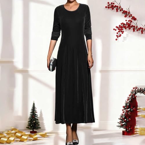 Robe velours coupe ajustée chic fin d'année automne décontractée - 7