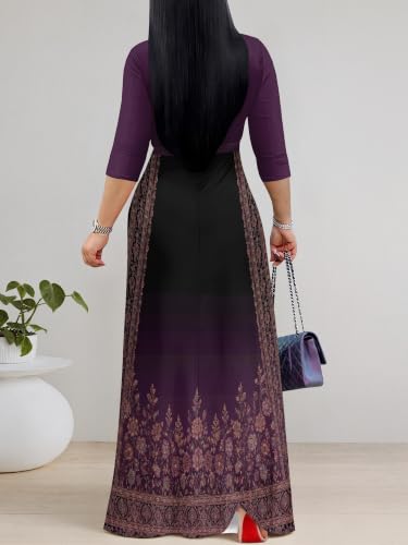Image of Women's 3 /4 Sleeve Maxi Dress with Pockets