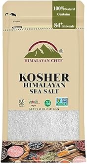 Himalayan Chef Kosher Sea Salt, Fine Grain Kosher Salt, Replacement for Table Salt, Non-Iodized, Unrefined, Non-GMO, All-Natural, No Additives - 48 oz Bag