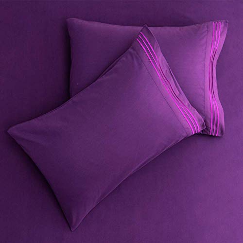 Image of SONORO KATE Bed Sheet Set Super Soft Microfiber 1800 Thread Count Luxury Egyptian Sheets 18-Inch Deep Pocket,Wrinkle and Hypoallergenic-6 Piece (Purple, Full-6 Piece)