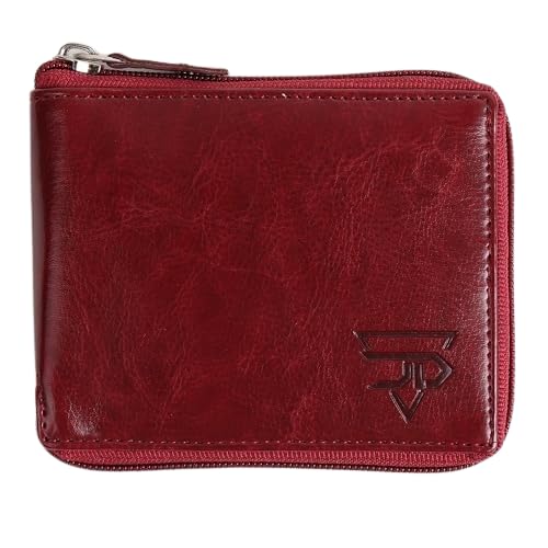 Changer Round Zip Rexine Wallet - Stylish and Functional Faux Leather Wallet with Secure Zip Closure and Multiple Compartments for Men (Cherry)-image-17