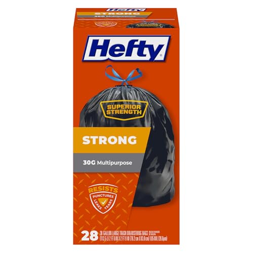 Image of Hefty Strong Large Trash Bags, Black, 30 Gallon, 28 Count