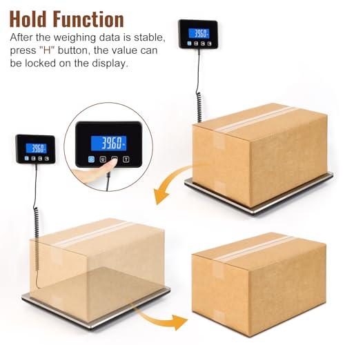 Image of Miseyo 660lbs Digital Shipping Scale - 0.7oz High Accurate Stainless Steel Postal Scale for Packages, Luggage, Small Business, Warehouse, Battery & Charging Cable Included