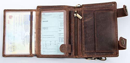 FLW Genuine Leather Biker's Wallet with Two Buckles and Metal Chain3