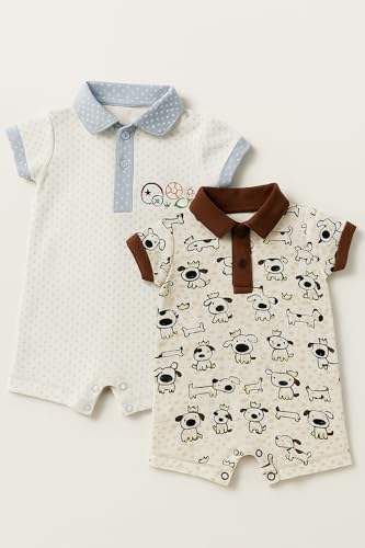 Image of TuddyBuddy 100% Cotton Romper /Jumpsuit /Bodysuit Set for Baby (Pack of 2 Playsuits)