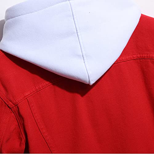 Jaqueta jeans masculina de cor sólida com lapela plus size com botão de retalhos solto ao ar livre c