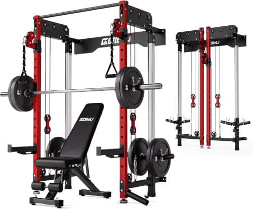 Image of WM3-V4 Folding Squat Rack, Wall Mounted Power Rack with Dual Independent Pulley System, Functional Trainer with 5 Adjustable Function Modes for Space Saving