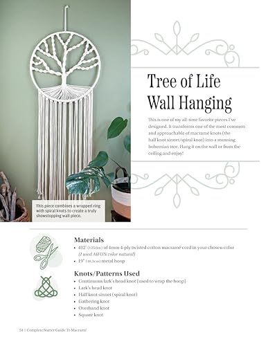 Complete Starter Guide to Macrame: 15 Knotted Home Creations Made with Natural Materials (Fox Chapel Publishing) Book of Macrame Projects for Beginners - Wall Art, Fruit Baskets, a Cat Bed, and More - Image 7