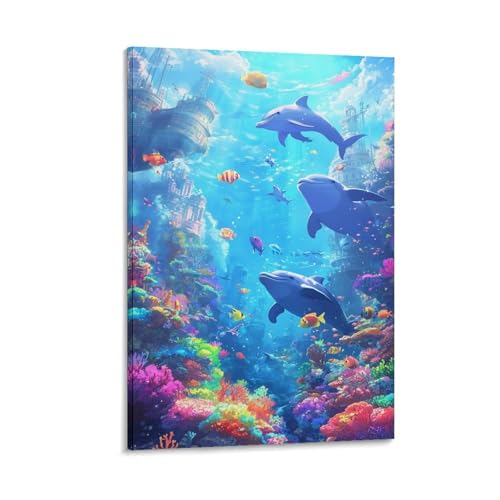 Toile SHUNXIFQ fond marin 50x75cm - Portrait abstrait art print poster de décoration