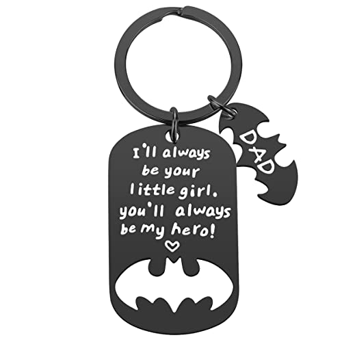 Dad Christmas Gifts from Daughter - Birthday Valentine's Day Father's Day Gifts for Dad, I'll Always Be Your Little Girl You'll Always Be My Hero Father Daughter Keychain