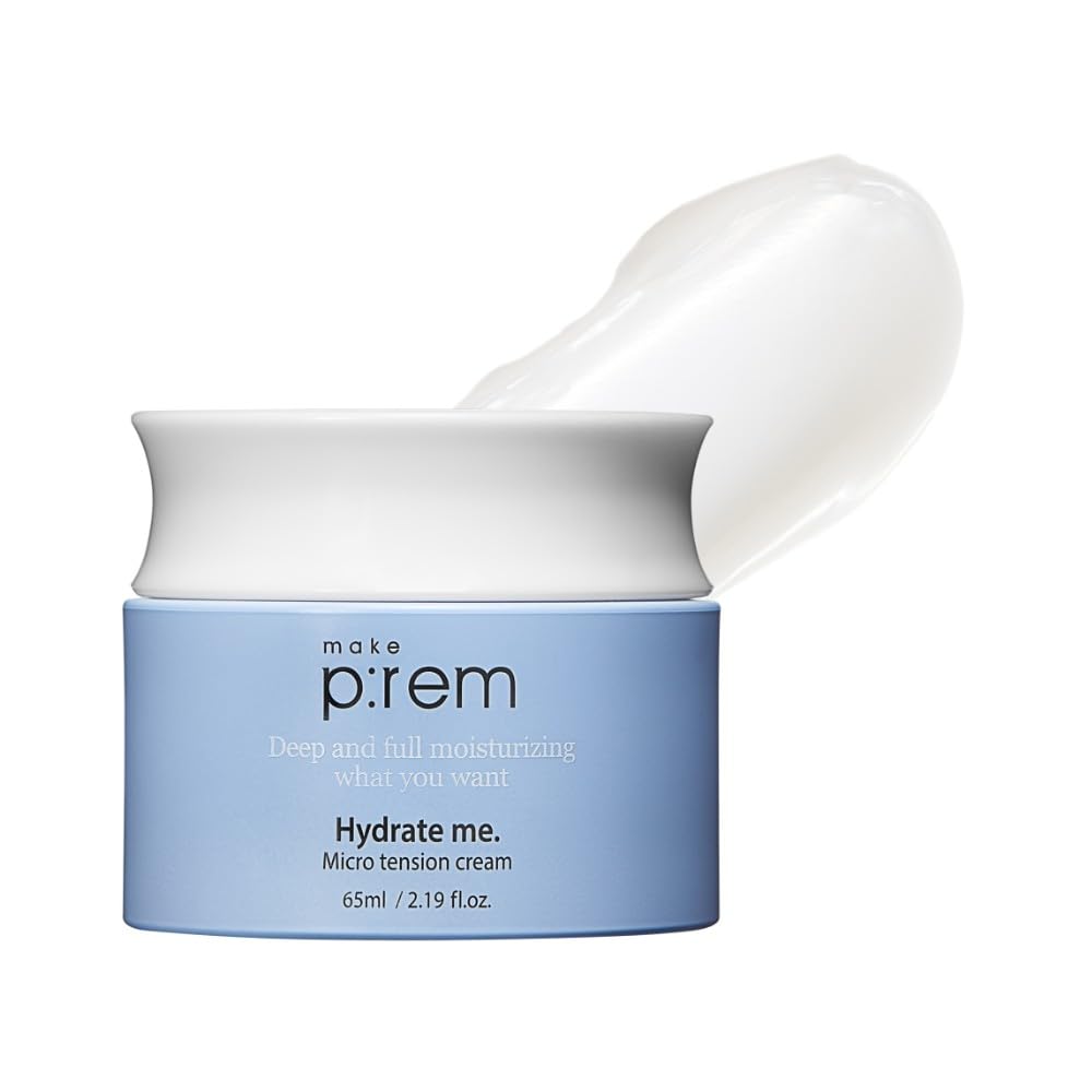 MAKE P:REM Hydrate Me. Micro Tension Cream, Moisturizing Watery Gel Type, Non-Sticky Finish Hydrating Facial Cream for Dry, Sensitive, Oily, Acne-prone Skin, Korean Skin Care, 2.19 fl oz, 65ml