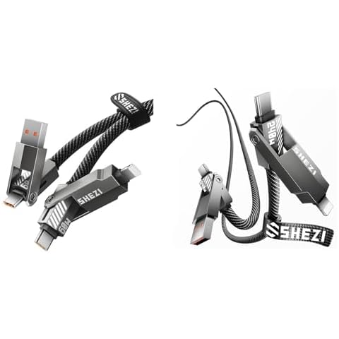 SHEZI Upgraded 4 in 1 60W +240W 5FT USB C Cable Lightning Cable Nylon Braided Fast Charging Cable Cover