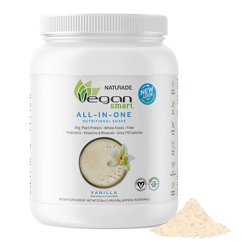 Vegansmart Naturade Plant Based Vegan Protein Powder - All-in-One Nutritional Shake Protein Blend - Gluten Free & Non-GMO - Vanilla (15 Servings)