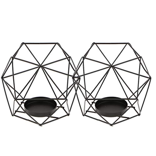 homozy 2pcs 3D Tealight Geometric Castiçal Castiçal Candelabros Party - Preto