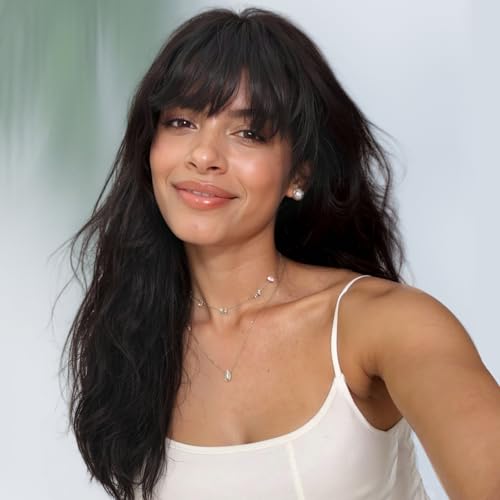 FAVE 18 Inches Human Hair Wigs With Bangs 1×3 Lace