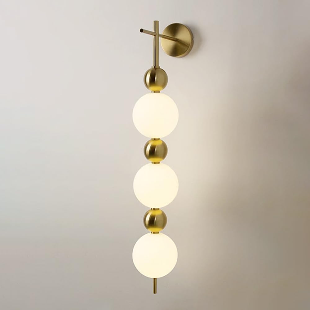 HXYSXHJUO Wall Lamps for Bedroom,Gold Sconce White Globe Light LED Sconces Lighting Fixture Living Room Lights Bedside Hallway Decor Mounted Indoor Washer (3)