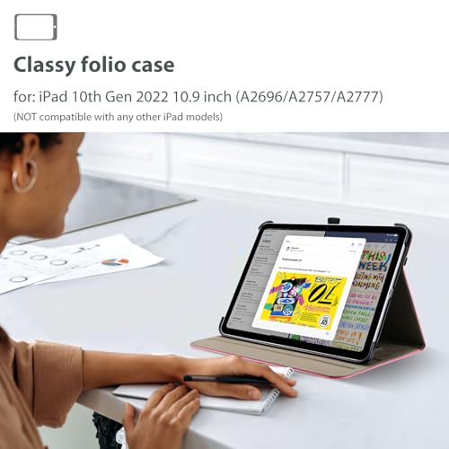 ProCase for iPad A16 11th Generation 11 Inch 2025/iPad 10th Generation Case 10.9 Inch 2022, iPad 11/10 PU Leather Case Business Stand Cover Smart Folio with Hand Strap Front Pocket Pen Loop -Pink by ProCase - Image 6