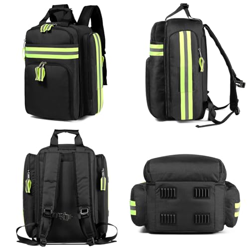 Image of Gatycallaty First Aid Backpack - Medical Evacuation Bag - Red Emergency Lifeguard Bag for Ems Emt First Responders (Black)