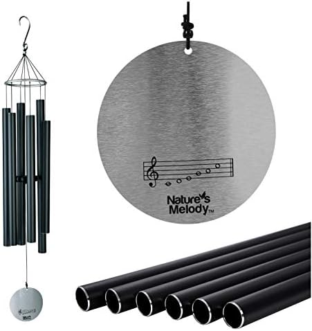 Nature’s Melody Aureole Tunes Wind Chimes – Outdoor Windchime with 6 Tubes Tuned to C Pentatonic Scale, 100% Rustproof Aluminum, Powder Finish & S Hook Hanger for Sympathy, Memorial Gift or Zen Garden