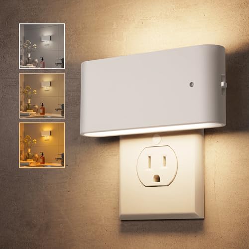 Image of L LOHAS LED Night Light, 2 Pack Modern LED Night Lights Plug into Wall with Dusk to Dawn Sensor, 0-100LM 2000K /3000K /5000K Dimmable Nightlight for Hallway Bedroom Stairway