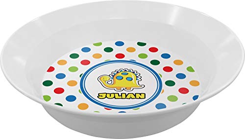 Personalized Dots & Dinosaur Melamine Bowl - 12 oz