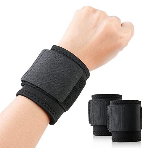 Molbory Muñequera Deportiva, 2 Pack Negro Muñequeras Gym Ajustable Muñequera Transpirable, Unisex Muñequera Tunel Carpiano para Tenis Gimnasia Fútbol Baloncesto Correr Deportes, Previene Tendinitis Cover