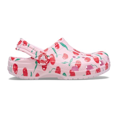 Image of Crocs Unisex Classic Clogs with Patterns and Graphics (Little Kid /Big Kid) Pink Milk 3 Medium