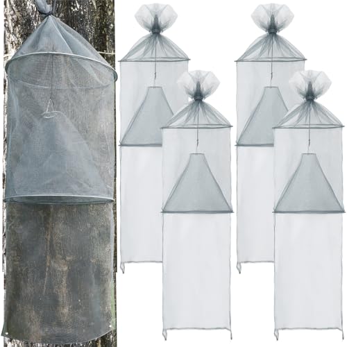 Qualirey 2 Pack Spotted Lanternfly Traps Lantern Fly Killer Mesh Tree Trap with Jute Rope and Nails Effective Way to Catch Lantern Flies and Nymphs (Grey)
