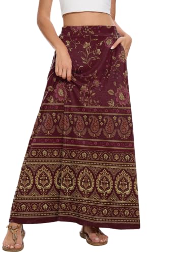 Image of Womens Maxi Skirt Long Flowy Summer A-Line High Waist Skirts