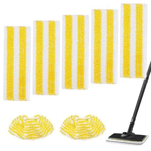 Steam Cleaner Pads Compatible with Karcher EasyFix SC3 SC4 SC5 Steam Cleaner 7Pcs Kit with 5 Floor Cloths + 2 Handheld Pads Washable Microfiber Cloths for Karcher Steamer Accessories