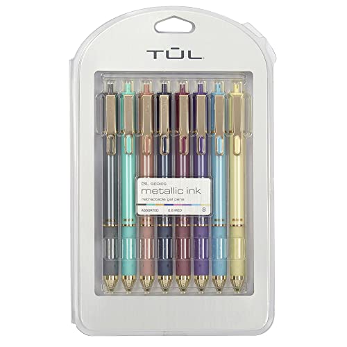 TUL GL Series Retractable Gel Pens Medium Point 0.8 mm Assorted Barrel Colors Assorted Metallic Inks Pack Of 8 Pens