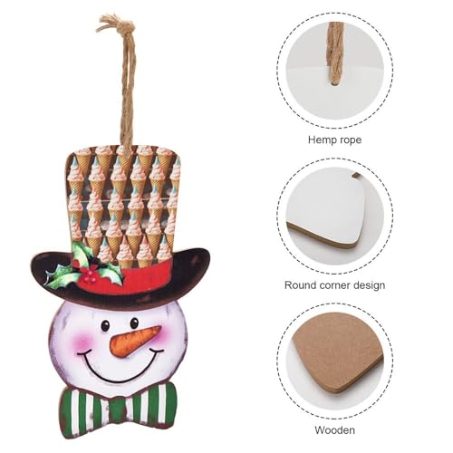 Plaque en bois bonhomme de neige Noël imprimé intérieur suspendu - 4