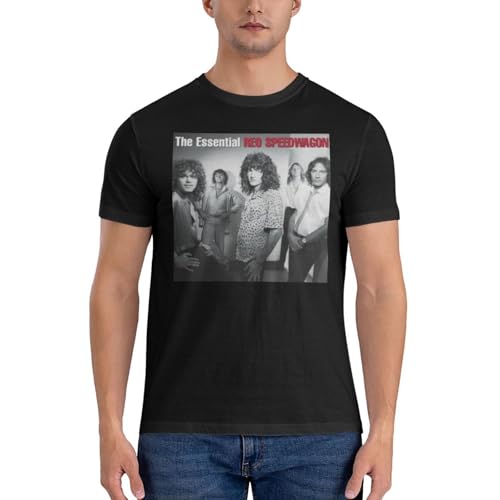 REO Music Speedwagon Shirt Men's Short Sleeve Crew Neck T-Shirt Cotton T Shirt Unisex Tops Black2