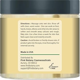 First Botany 100% Natural Tea Tree Oil Body & Foot Scrub with Salt - Best for Acne, Dandruff and Warts, Corns, Calluses, Athlete foot, Jock Itch & Body Odor