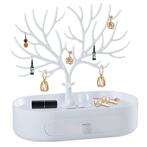 Sunshine smile Arbre a Bijoux Support,Porte Bijoux Femme Niveaux Avec Tiroirs,Porte Boucles D'oreilles,Presentoir a Bijoux Porte Bague Bracelet Boucle D'oreilles Support Collier Cover