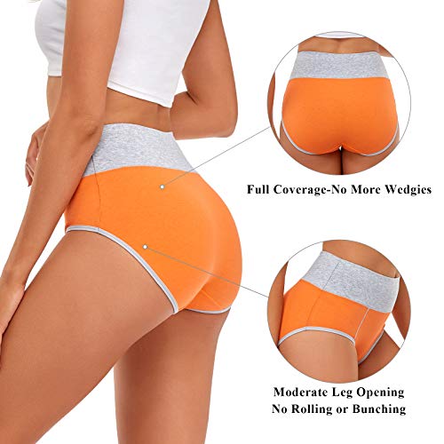 Image of Womens Underwear,Cotton Mid Waist No Muffin Top Full Coverage Brief Ladies Panties Lingerie Undergarments for Women Multipack