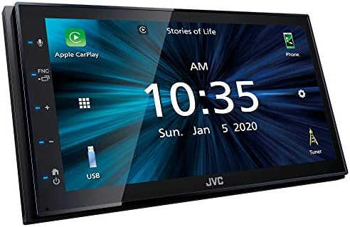 JVC KW-M56BT Digital Media Receiver w/ 6.8" Touch with Apple CarPlay & Android Auto + Bluetooth with HD Camera and Gravity Magnet Phone Holder Bundle