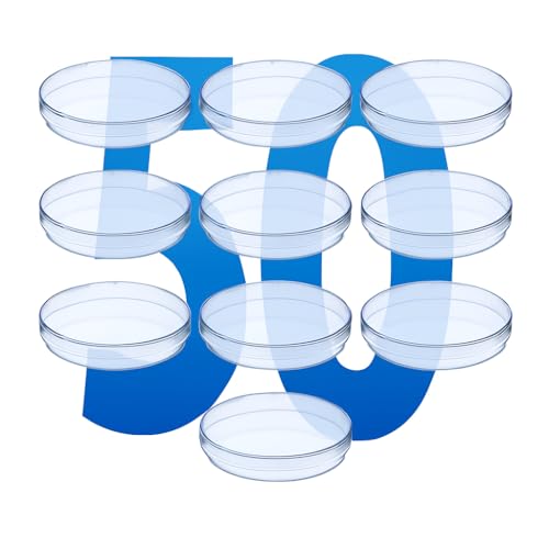 LabXcel 50 Pack, Transparent Petri Dishes with Lid, 90x15 mm - Polystyrene Material, Vents, Petri Dishes for Lab Analysis, School Project, and Science Experiment - 90x15 mm, 50pcs