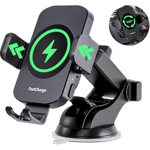 Wireless Car Charger, Fast Charging 15W Auto Clamping Car Charger Phone Holder Phone Mount Cover