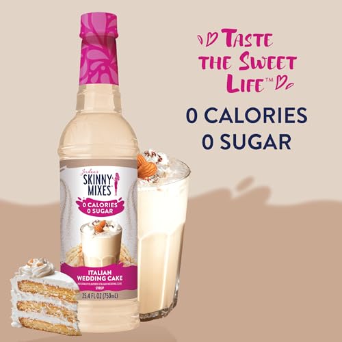 Jordan's Skinny Mixes Sugar Free Coffee Syrup, Italian Wedding Cake Coffee Flavoring Syrup, Zero Calorie Drink Mix for Lattes, Baking, Protein Shake or Cocktail, Dairy & Gluten Free, Kosher, 25.4 Fl Oz