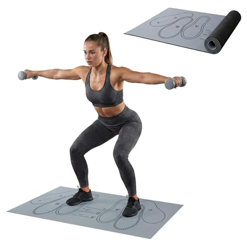 Non-Slip Squat Mat with Foot Position for Women Ultimate 30 x 13.8 Large Squat Target Pad 4mm Cushioning for Unmatched Comfort No Odor & Injury Prevention Perfect for Home & Gym Workouts (Grey)