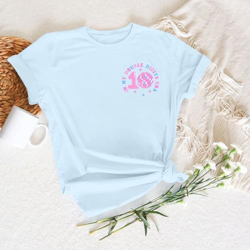 Image of Pairxily in My Double Digits Era Shirt for Girls 10th Cute 10 Year Old Girl Happy Birthday Shirts Gifts Short Sleeve Tops