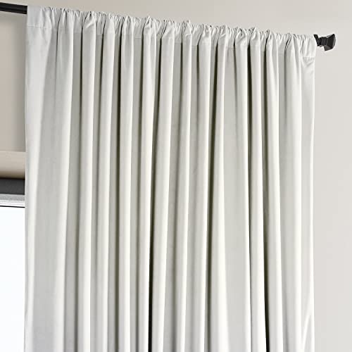 Image of HPD Half Price Drapes Signature Plush Extra Wide Velvet Blackout Curtains for Bedroom (1 Panel),100W X 96L Hotel Black Out Curtains for Living Room, Thermal Insulated Blackout Curtains, Misty White