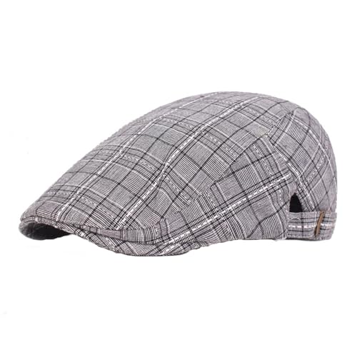 1 sombrero de periódico para hombre, gorra plana de algodón, ajustable, transpirable, irlandés, para conducir, caza, visera de ventilación, techo solar, gris, Talla única