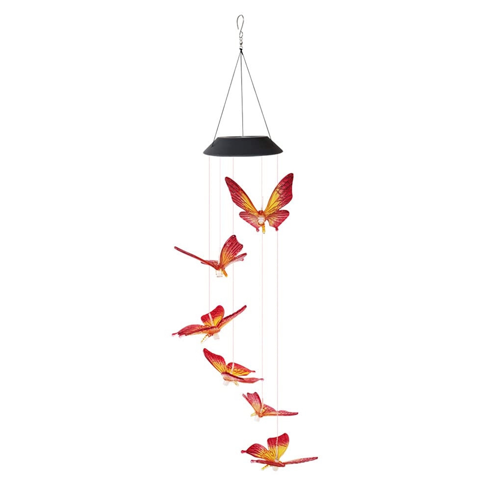 HTU Waterproof LED Solar Wind Chime Light Color Changing Outdoor Windchime Hanging Lamp for Garden Decor