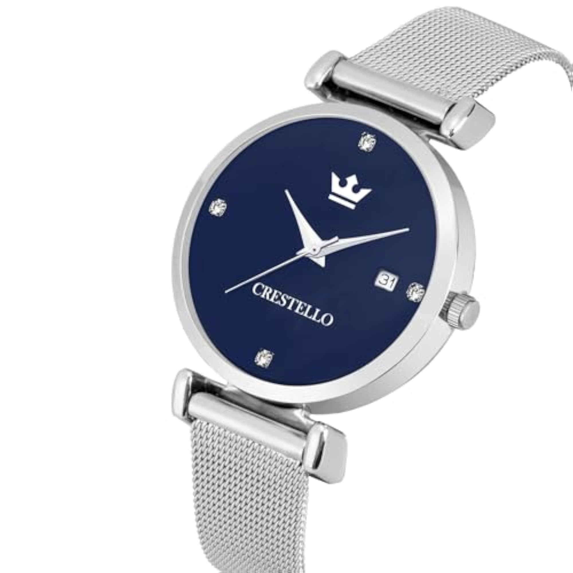 Women's Stainless Steel Chain Analog Wrist Watch, Blue Dial