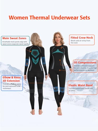 ATTRACO Thermal Underwear Set Womens Long Johns Warm Base Layer Top Bottom for Cold Weather Clothes2