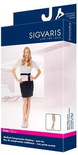 Image of SIGVARIS Women's EVERSHEER 780 Open Toe Waist-High Compression Pantyhose 15-20mmHg
