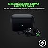 Razer Hammerhead True Wireless X - Auricolari wireless a bassa latenz - Modalità Gaming a bassa latenza a 60 ms - Driver da 13 mm con calibrazione personalizzat | Nero