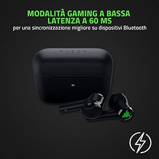 Razer Hammerhead True Wireless X - Auricolari wireless a bassa latenz - Modalità Gaming a bassa latenza a 60 ms - Driver da 13 mm con calibrazione personalizzat | Nero